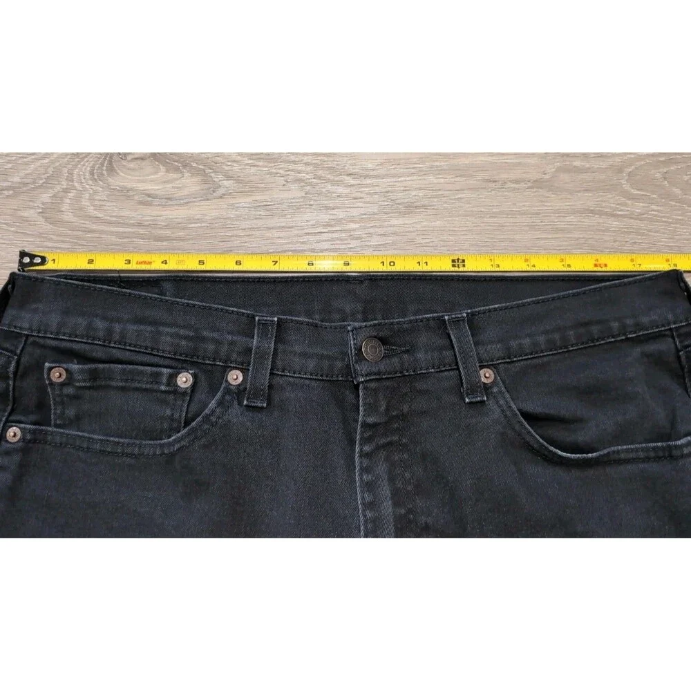 LEVI'S 505 MEN'S SIZE 36X30 BLACK LABEL BLACK JEANS STRAIGHT STRETCH EUC